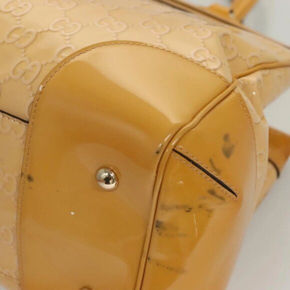 GUCCI GG Canvas Hand Bag Enamel Yellow Gold - Picture 7 of 15